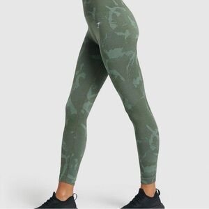 Green GYMSHARK Camouflage Leggings